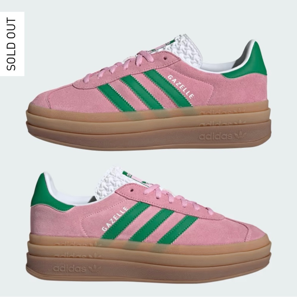 Adidas Gazelle Bold Shoes True Pink Green Cloud White NIB SOLD OUT 6.5